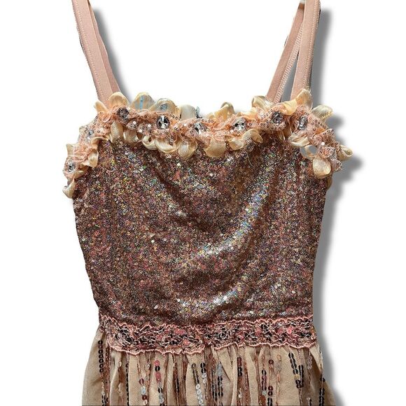 Weismann Sequin Fringe Dress Sparkly Tassel Bodysuit for Dance Performance M - Picture 3 of 9